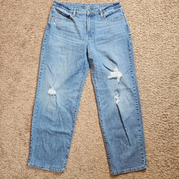 Old Navy Denim - Old Navy High Rise OG Loose Jeans Womens 14 34x29 Stretch Denim Distressed